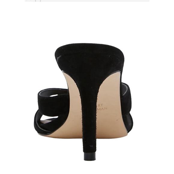 STEWART WEITZMAN Mariposa 80 Black Suede Slide Sandals Mules - 7 - Picture 2 of 8